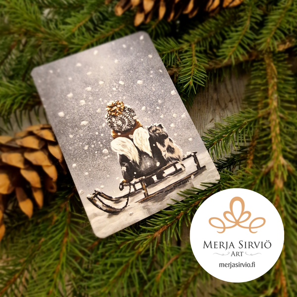 Pumpulisade-joulukortti, tekstit&ouml;n