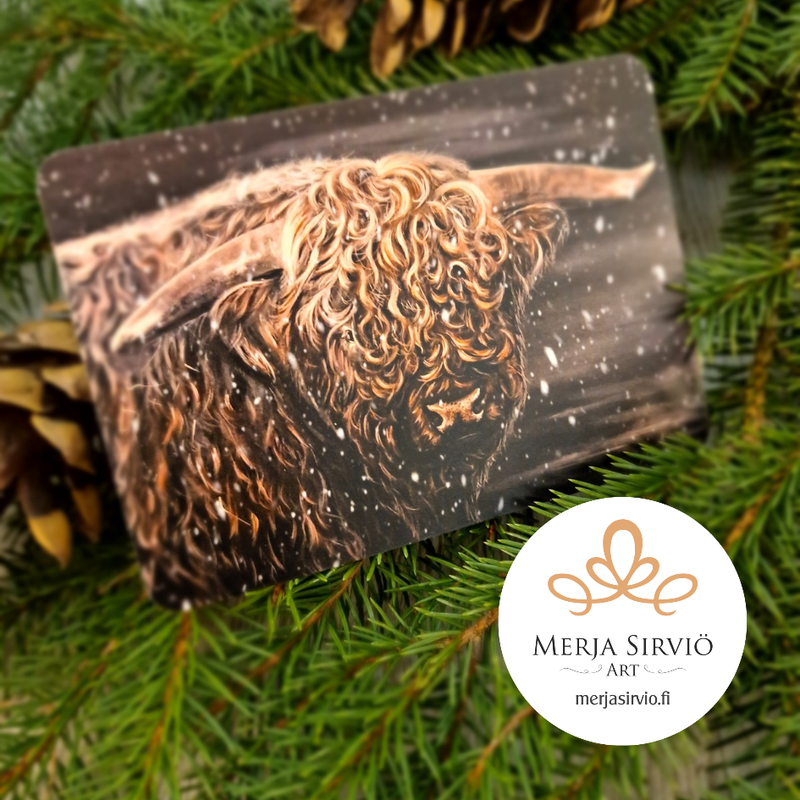 Yl&auml;maan lempe&auml; voima-joulukortti, tekstit&ouml;n