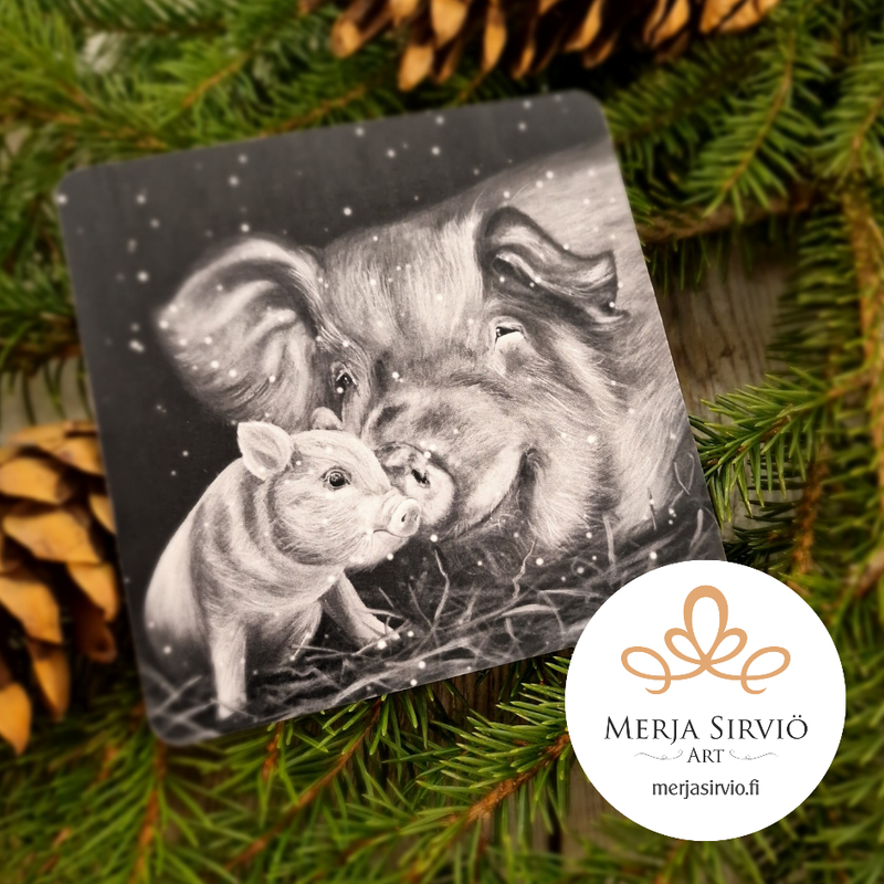 Silm&auml;ter&auml;-joulukortti, tekstit&ouml;n