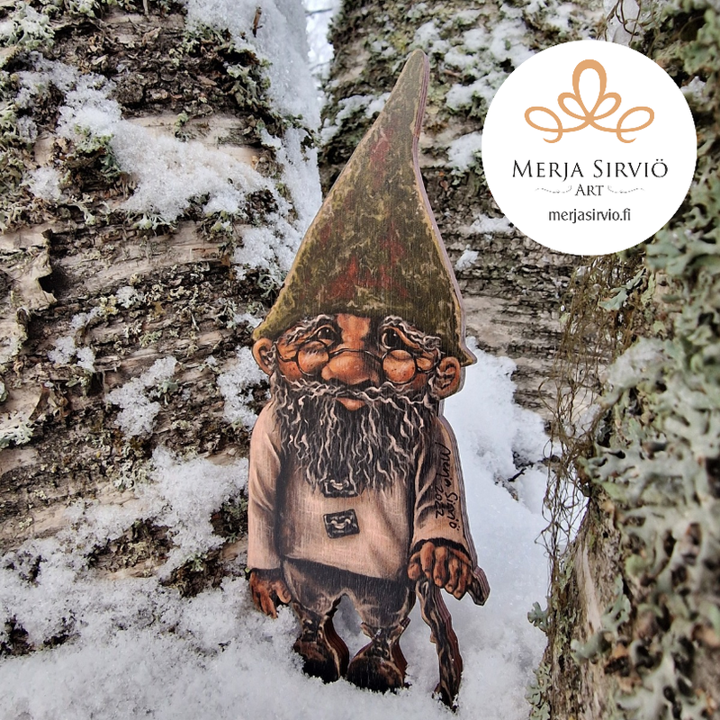 Paanutonttu-taulu, koivuvaneri, ripustusvalmis